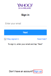 yahoo sign up for new account