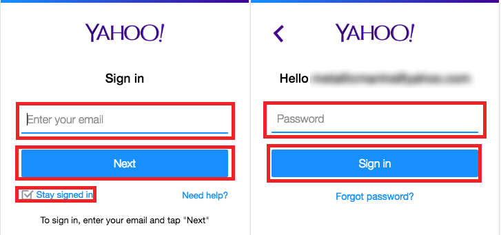 sign in to yahoo