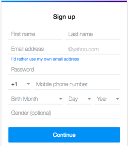 Sign up for Yahoo email account